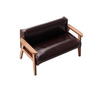 Realistic Small Leather Sofa For Dollhouses 1 12 Scale Living Room Furniture Home Accessory Handmade Creative Toy Dollhouses Sofa Accessory