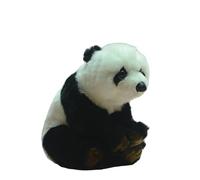 Realistic Small Panda Plush Toy Soft Stuffed Animal with Leather Nose Cute Sitting Bear Cub Doll Gift for Kids