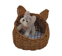 Realistic Small Woven Basket For Dollhouses Decors And Play Pet Bed Dog Dolls For Dollhouses Dog Bed 1/12 Scale Furniture