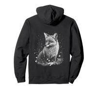 Realistic Snow Fox Art Design - Unique Monochrome Winter Fox Pullover Hoodie