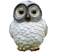 Realistic Solar Owl Statue Garden Light| Resin Outdoor Decor Ornament with Auto Sensor| Waterproof Animal for Yard Patio Lawn| Brown and White(White)