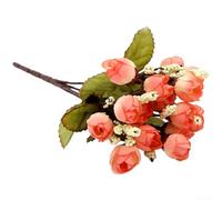 Realistic Star Shaped Rose Bouquet with 15 Silk Blossom Buds Lifelike Floral Arrangement for Bridal Events Wedding Decor Living Room Display Lightweight 23cm Five Branches Availabl(G)