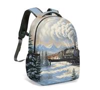 Realistic Steam Train 16 Inch Backpack Vintage Locomotive Railway Countryside Print Kids School Bag Travel Daypack (11)