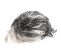 Realistic Synthetic Old Lady Wig Prop for Cosplay Outfits | Portable Costume Piece, Easy Role-play Change, Masquerade or Special Event Use, Grey-white Short Curl