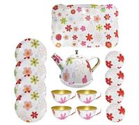 Realistic Tea Set Toy,Tea Party Set for Little Girls,Metal Flower Te-a Se-t Toys for Toddlers Girls Age 3 4 5 6 Year Old, Toddler Kids Kitchen Pretend Play Toys