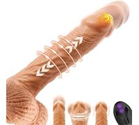 Realistic Thrusting G Spot Dildo Vibrator Adult Sex Toys for Women, 3 in 1 Lifelike Rotating Vibrating Dildos for Anal Stimulation, Strap on Thick Penis Dildo with Strong Suction Cup for Couples