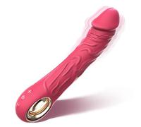 Realistic Vibrator Dildo for Women, Sex Toys Clitoris G Spot Anal Stimulator with 10 Powerful Vibration Mode, Adult Toys Waterproof Powerful Vibrator for Couples (Red)