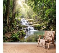Realistic Waterfall Rocks Photo Wallpaper for Bedroom, Natural Forest Landscape Wall Mural for Living Room Kids Bedroom Lounge Reading Room Studio, Home Decoration Wall Papers 250 x 175cm
