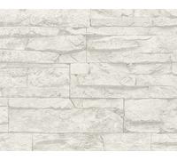 REALISTIC WHITE GREY STONE WALL BRICK FEATURE WALLPAPER A.S.CREATION 7071-61