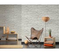 REALISTIC WHITE GREY STONE WALL BRICK FEATURE WALLPAPER A.S.CREATION 7071-61