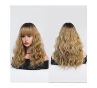 Realistic Wigs Dark Red Wigs for Women Burgundy Wavy Wig with Bangs Colorful Synthetic Ombre for Daily Party Women Hairstyle(Ombre Blonde)