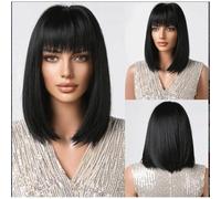 Realistic Wigs Qi Liu Hai Short Hair Straight Women's Wig Summer Lightweight Breathable Multi Color Optional Full Headset Women Hairstyle(E)