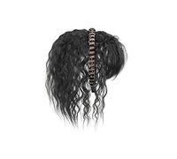 Realistic Wigs Simulation Hair Bangs Wig Piece Forehead Band One Head Filler Cover White Girls Wigs Women Hairstyle(Black curly hair-25CM)