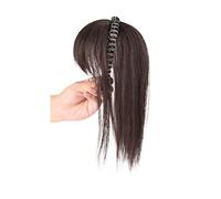 Realistic Wigs Simulation Hair Bangs Wig Piece Forehead Band One Head Filler Cover White Girls Wigs Women Hairstyle(Black straight hair-40CM)