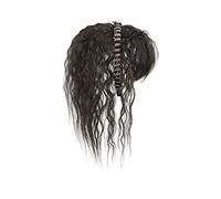 Realistic Wigs Simulation Hair Bangs Wig Piece Forehead Band One Head Filler Cover White Girls Wigs Women Hairstyle(Brown-black curly hair-40CM)
