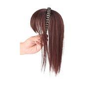 Realistic Wigs Simulation Hair Bangs Wig Piece Forehead Band One Head Filler Cover White Girls Wigs Women Hairstyle(Dark brown straight hair-40CM)