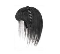 Realistic Wigs Simulation Hair Bangs Wig Piece Forehead Band One Head Filler Cover White Girls Wigs Women Hairstyle(Brown-black straight hair-25CM)