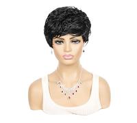 Realistic Wigs Women's Short Curly Hair Wig With Bangs For Daily Use Women Hairstyle(Black)