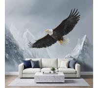 Realistic Wildlife Painting Wall Mural 500x280cm, Bald Eagle Snow Peaks Poster Mural, HD 3D Print Non-Woven Photo Wallpaper, Modern Living Room Bedroom TV Backdrop Wall Decoration