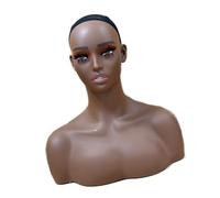 Realistic Women Mannequin Head Hat with Shoulder for Wig Jewelry Display Natural Makeup and Adjustable Net Cap Mannequin Head for Beauty School