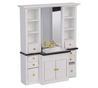 Realistic Wood Miniature Bathroom Sink Cabinet For 1/12 Dollhouses Interior Design Craft Model Project Display Decoration Decorative Miniature Furniture