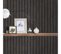 (Charcoal Black 39109-4) AS Creation Wooden Slats 3D Panel Wallpaper
