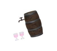 Realistic Wood Wine Barrels And Wine Glasses 1/12 Scale Doll House Miniature Furniture For Creative Scene Display Miniature Barrels