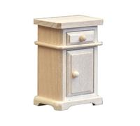 Realistic Wood Zakka Realistic Pretend Play Display Bedside Table Model Toy Vintage Bedstand 1:12 Dolls House Miniature Nightstand
