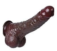 Realistic XL BBC Thick Dildo 6.3" Girth Black TPE with Movable Foreskin for Advanced Anal & Vaginal Play
