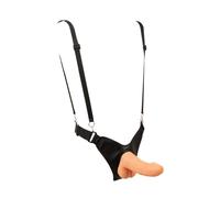 Realistixxx Strap-On Hollow Hollow Dildo with Adjustable Leather Harness | Silicone, hollow and realistic shaped, for women and men, smooth texture, elastic straps, removable, stable hold
