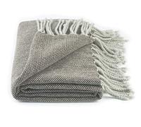 Reality & Fantasy 100% Lambs Wool Blanket 54" X 63" Brown and Light Grey Herringbone Lightweight All Season Use for Couch Outdoor Bed Travel Machine Washable