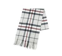 REALITY&FANTASY Cashmere and 100% soft Lambs Wool Plaid Tartan Winter Scarf for Men and Women, White Black Red Plaid, Medium