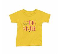 Reality Glitch Awesome Big Sister Kids T-Shirt Girls Gift (12-14 Years, Yellow)