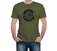 Reality Glitch EST. 1986 Birthday Celebration Mens T-Shirt Military Green