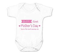 Reality Glitch Happy First Mothers Day Babygrow (0-3 Months, White/Pink)