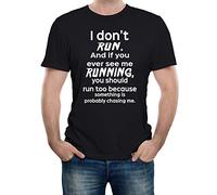 Reality Glitch I Don't Run Funny Mens Novelty Slogan T-Shirt (Small - Black)