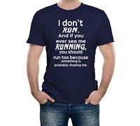 Reality Glitch I Don't Run Funny Mens Novelty Slogan T-Shirt (Small - Navy Blue)