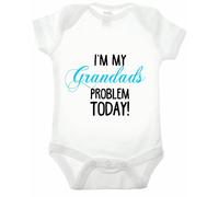 Reality Glitch I'm My Grandads Problem Short Sleeve Blue Text Babygrow (0-3mths, White)