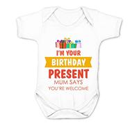 Reality Glitch Im Your Birthday Present, Mum Says You're Welcome Kids Babygrow (White, 6-12 Months)