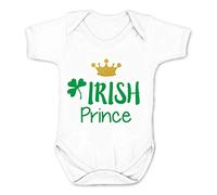 Reality Glitch Irish Prince White Cute Babygrow St Patricks Day Newbown Soft 100% Cotton (0-3 Months, White)