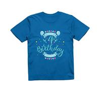 Reality Glitch It's My 4th Birthday Boys Kids T-Shirt (Royal Blue, 9-11 Years)