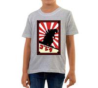 Reality Glitch Japanese Monster Kids T-Shirt (Light Grey, 12-14 Years)