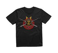 Reality Glitch Japanese Samurai Face Mask Kids T-Shirt (Black, 12-14 Years)