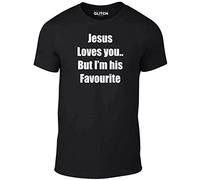 Reality Glitch Jesus Loves You But I'm His Favourite T Shirt (Black-X-Large)