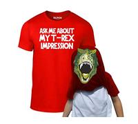 Reality Glitch Kids Ask Me About My T-Rex Flip Funny Dinosaur Tshirt (Brick Red-9-11 Years)