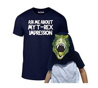 Reality Glitch Kids Ask Me About My T-Rex Flip Funny Dinosaur Tshirt (Navy Blue-15-16 Years)