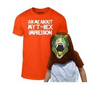 Reality Glitch Kids Ask Me About My T-Rex Flip Funny Dinosaur Tshirt (Orange-9-11 Years)
