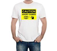 Reality Glitch Men's Angry Gamer Video Gaming Funny T-Shirt. (L, White)