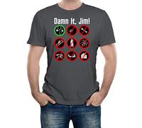 Reality Glitch Men's Damn It Jim Nerd Geek Slogan T-Shirt (X-Large, Grey)
