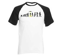 Reality Glitch Men's Evolution - Alien Abduction Baseball Shirt Short Sleeve (Large, White/Black)
